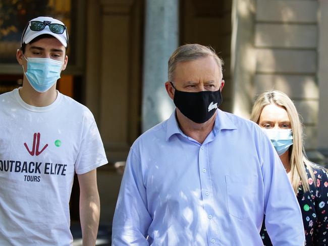 Anthony Albanese leaving hospital.